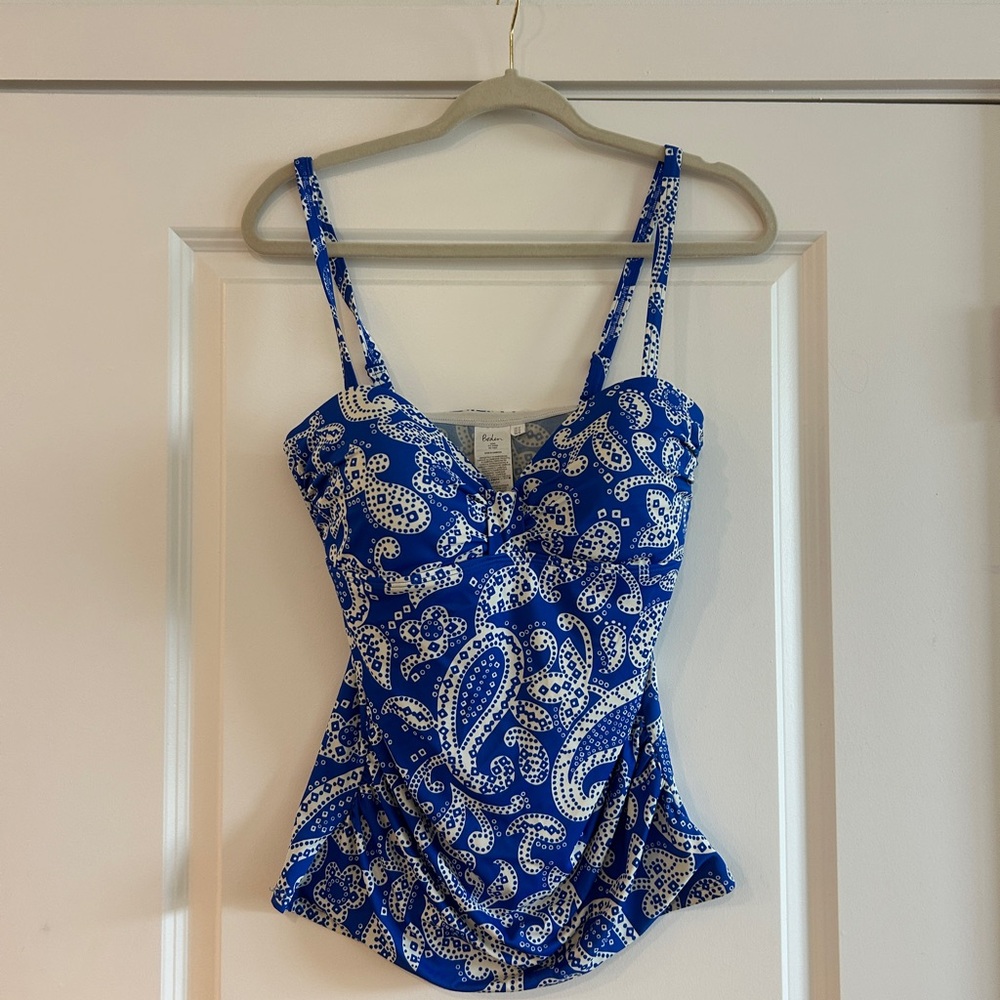 Boden Blue and White Paisley One-Piece Swimsuit